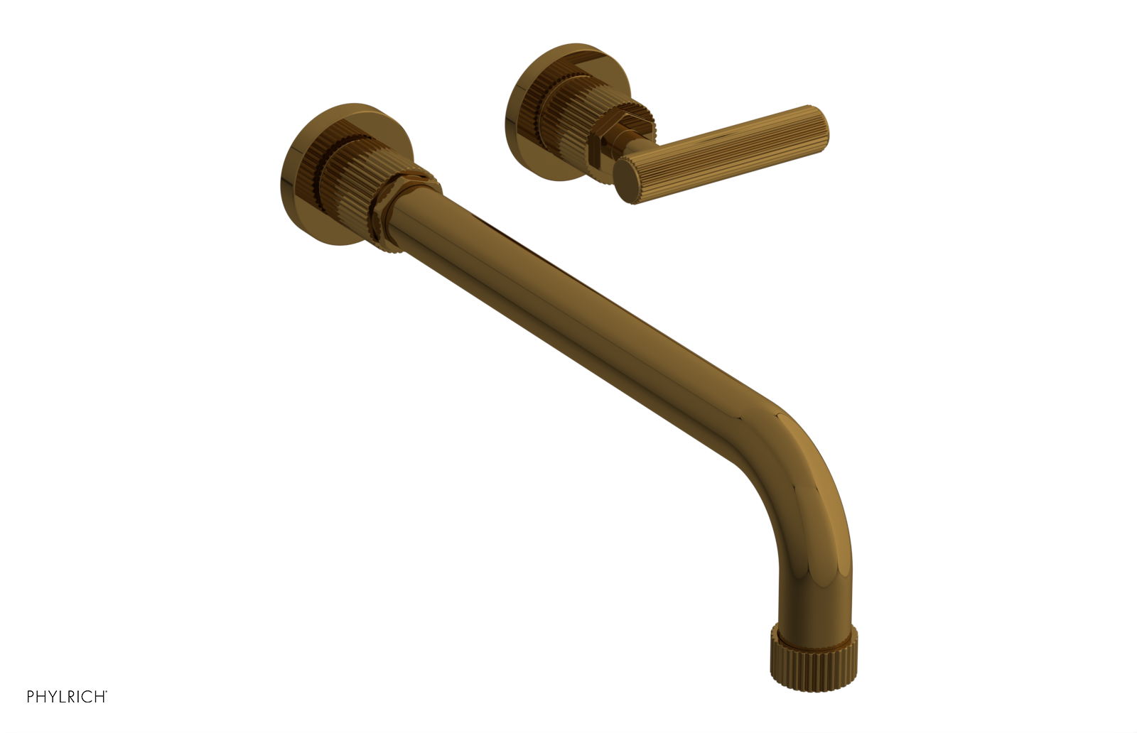 Phylrich Dustrie Grooved 12" Spout Single Handle Wall Lavatory Set