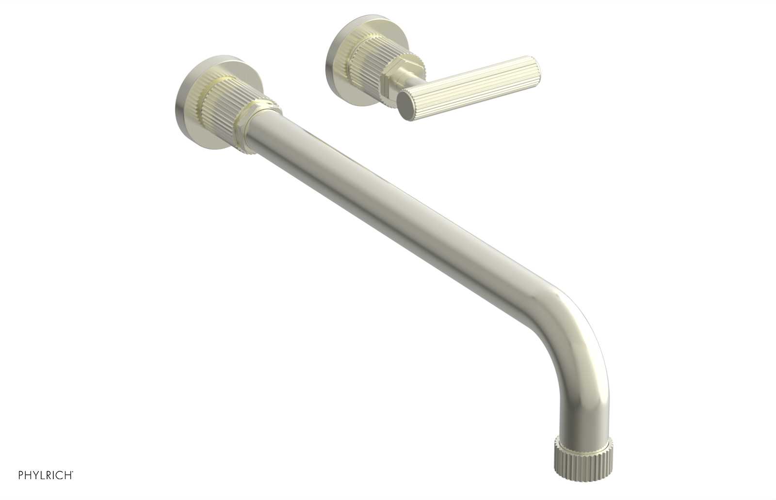 Phylrich Dustrie Grooved 14" Spout Single Handle Wall Lavatory Set