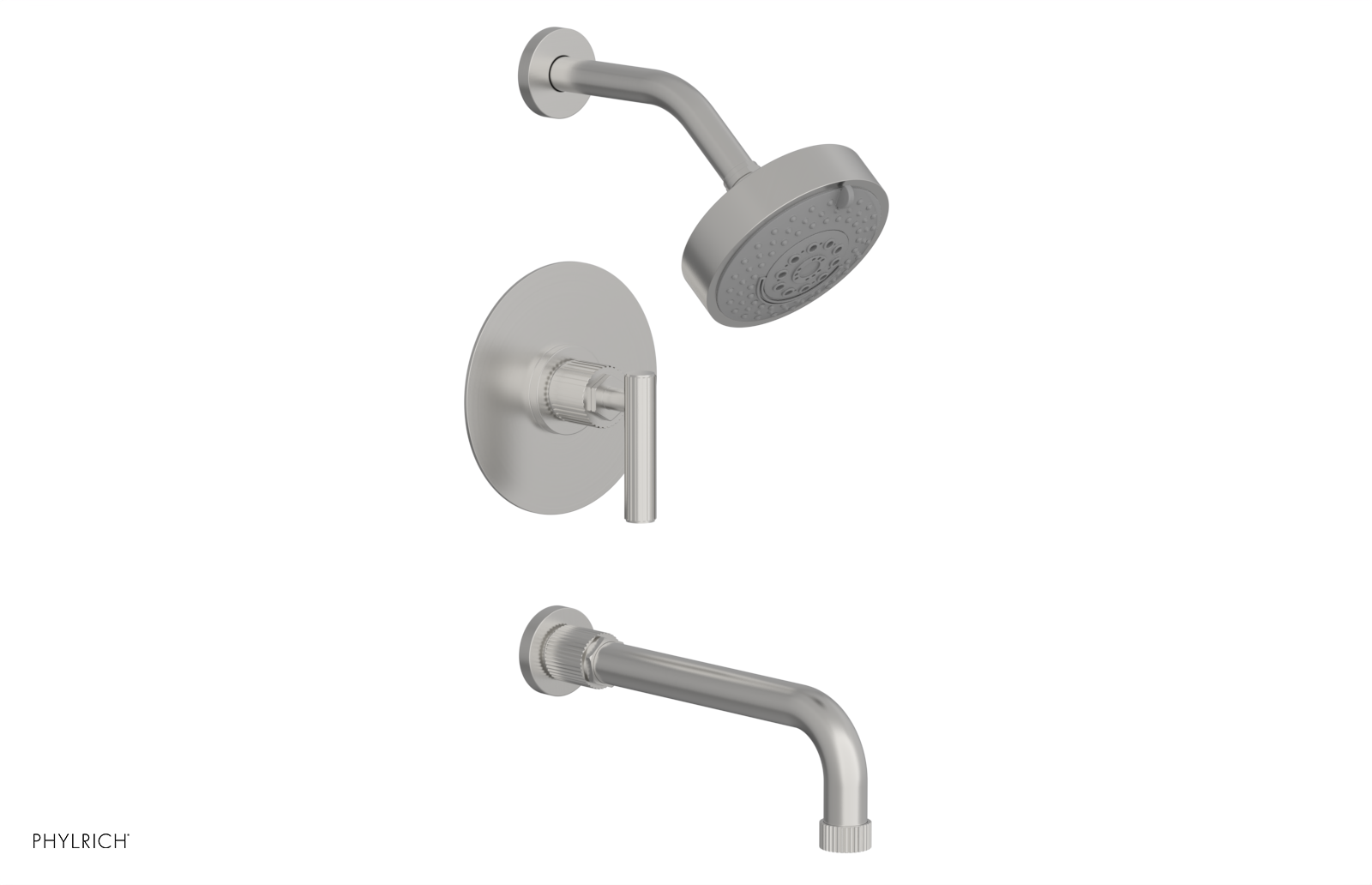 Phylrich Dustrie Grooved 10" Spout Pressure Balance Tub and Shower Set with Lever Handle