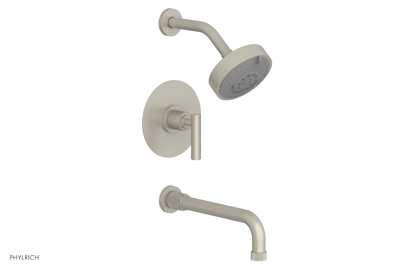 Phylrich Dustrie Grooved 10" Spout Pressure Balance Tub and Shower Set with Lever Handle