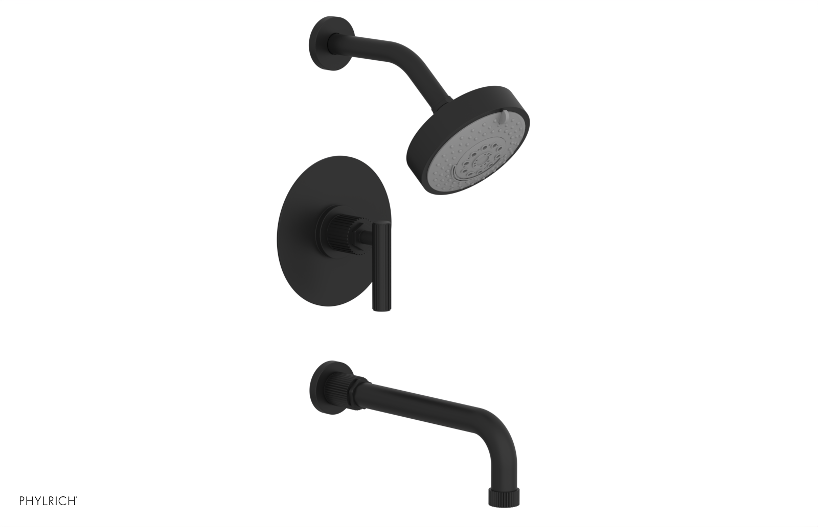 Phylrich Dustrie Grooved 10" Spout Pressure Balance Tub and Shower Set with Lever Handle