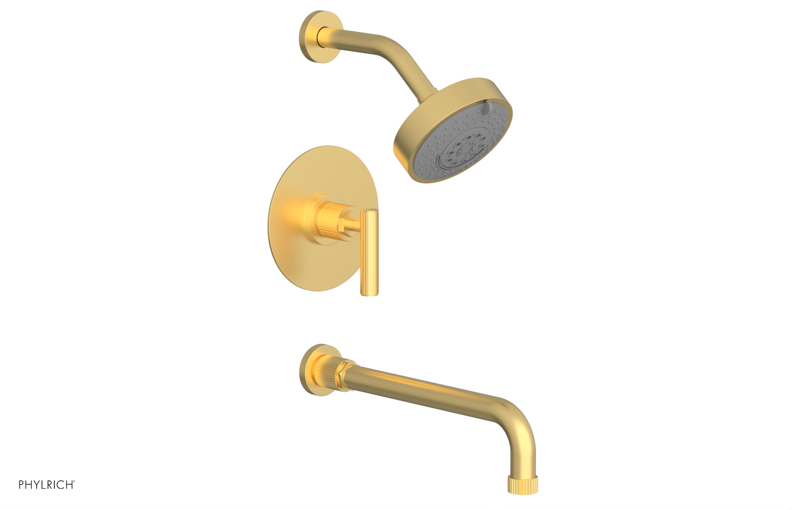 Phylrich Dustrie Grooved 12" Spout Pressure Balance Tub and Shower Set with Lever Handle