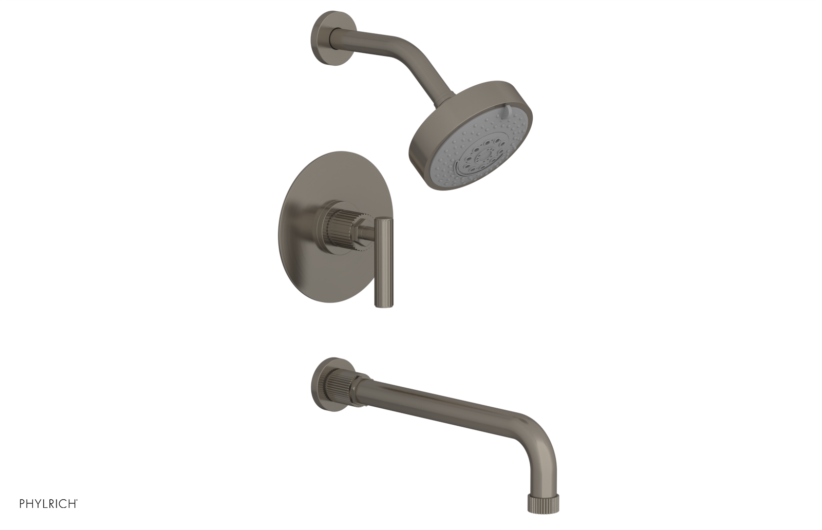 Phylrich Dustrie Grooved 12" Spout Pressure Balance Tub and Shower Set with Lever Handle