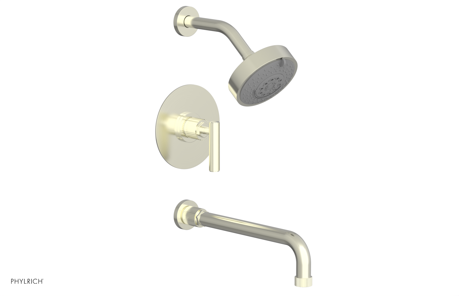 Phylrich Dustrie Grooved 12" Spout Pressure Balance Tub and Shower Set with Lever Handle