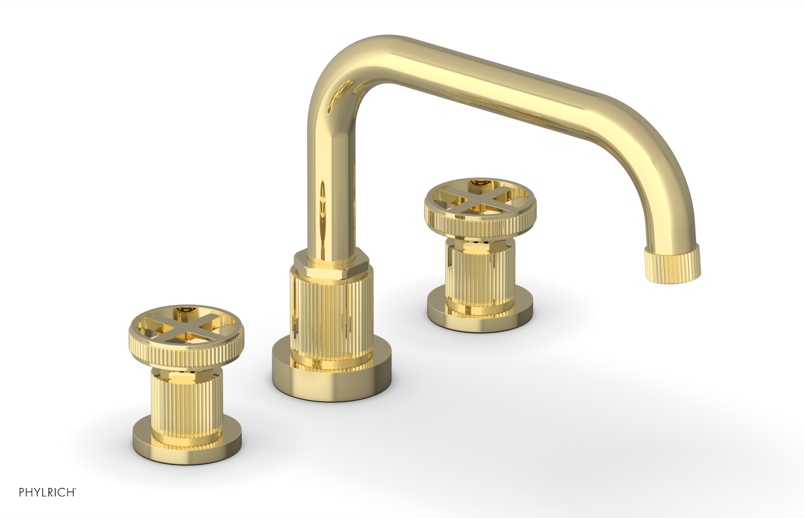 Phylrich Dustrie Grooved Deck Tub Set with Cross Handle