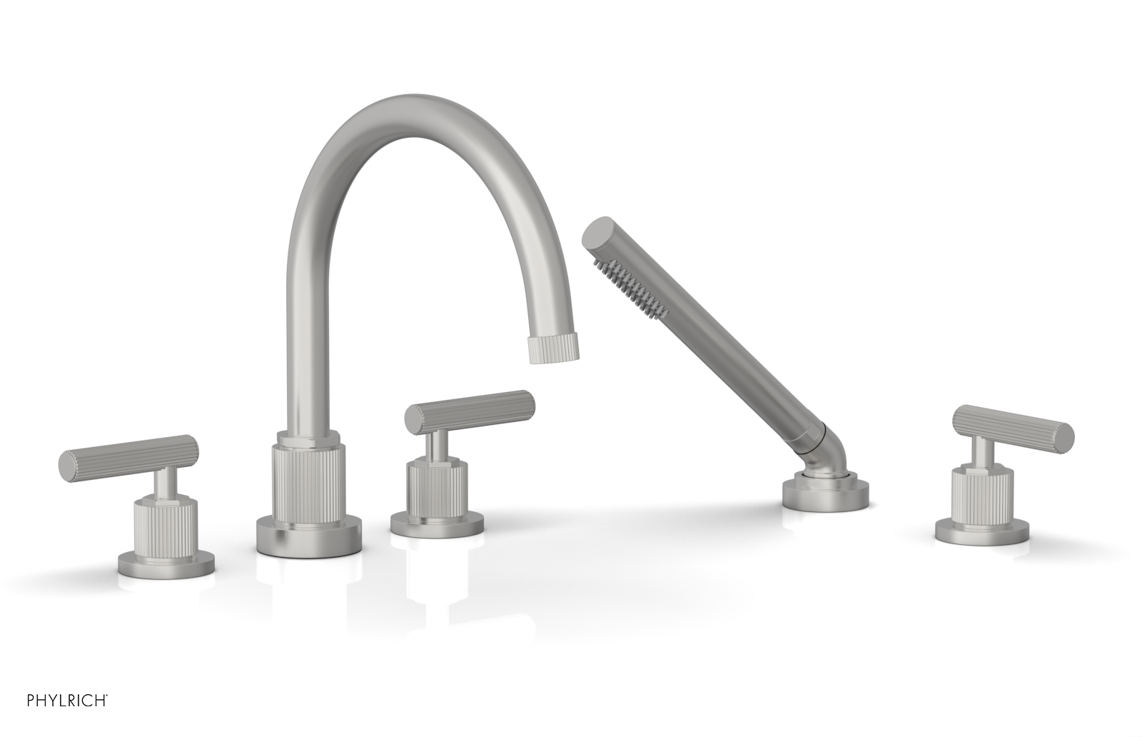 Phylrich Dustrie Grooved Deck Tub Set with Hand Shower and Lever Handle