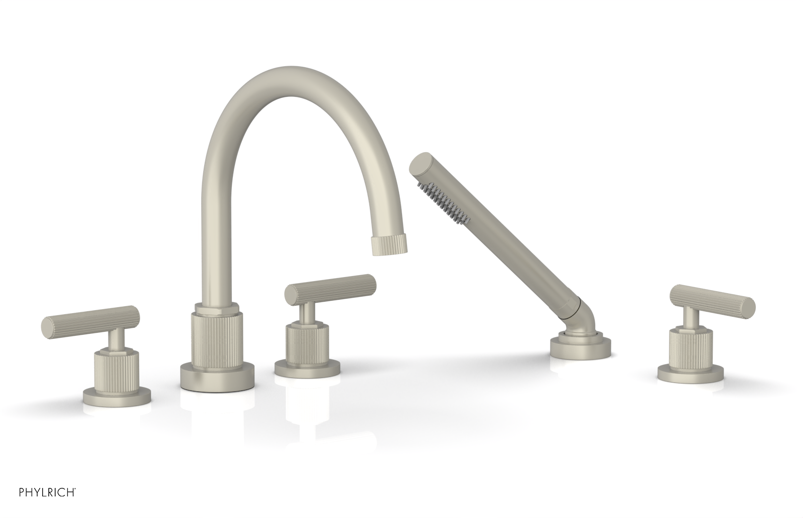 Phylrich Dustrie Grooved Deck Tub Set with Hand Shower and Lever Handle