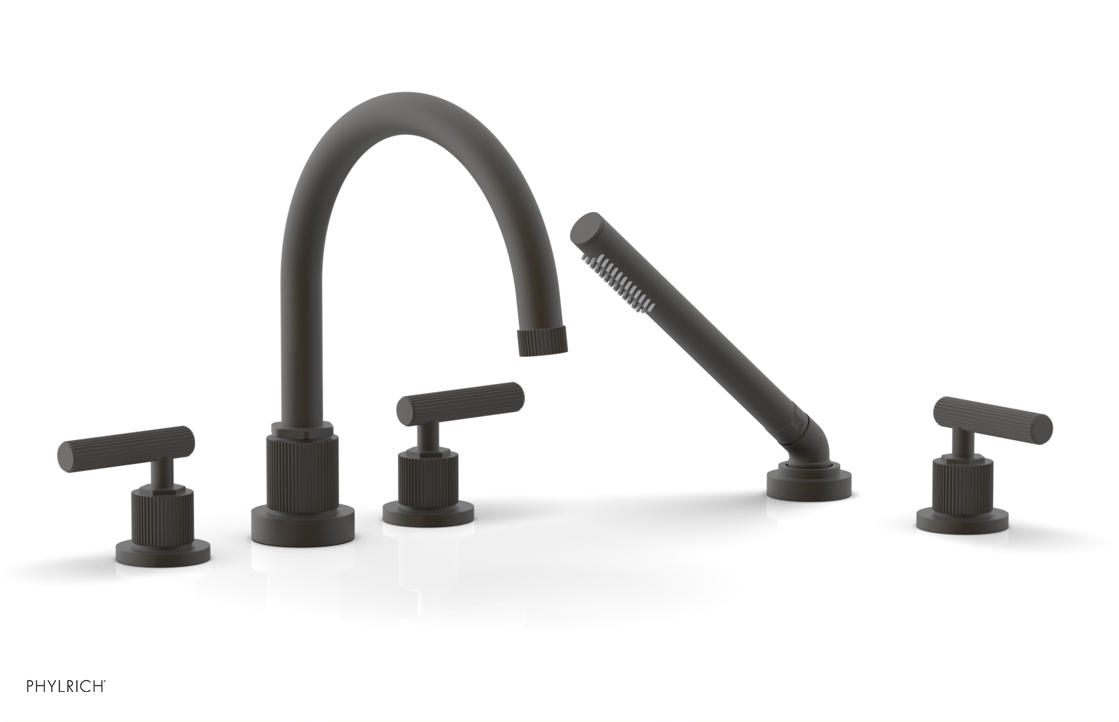 Phylrich Dustrie Grooved Deck Tub Set with Hand Shower and Lever Handle