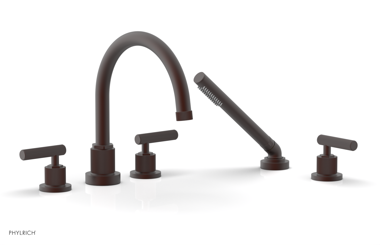 Phylrich Dustrie Grooved Deck Tub Set with Hand Shower and Lever Handle