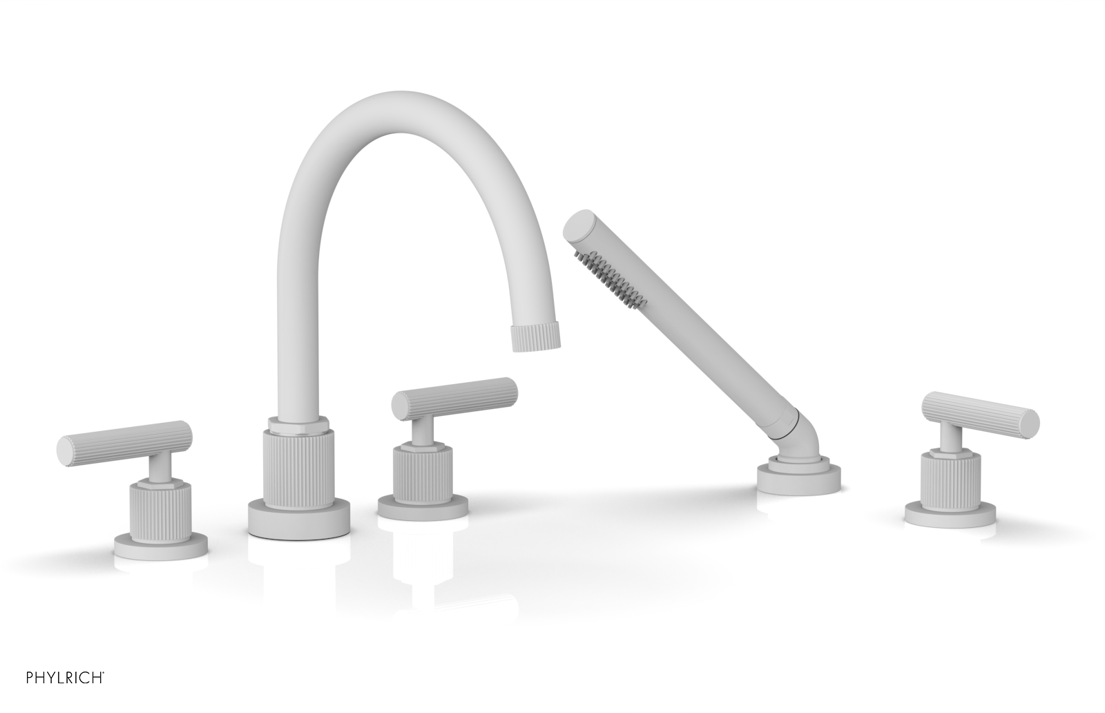 Phylrich Dustrie Grooved Deck Tub Set with Hand Shower and Lever Handle