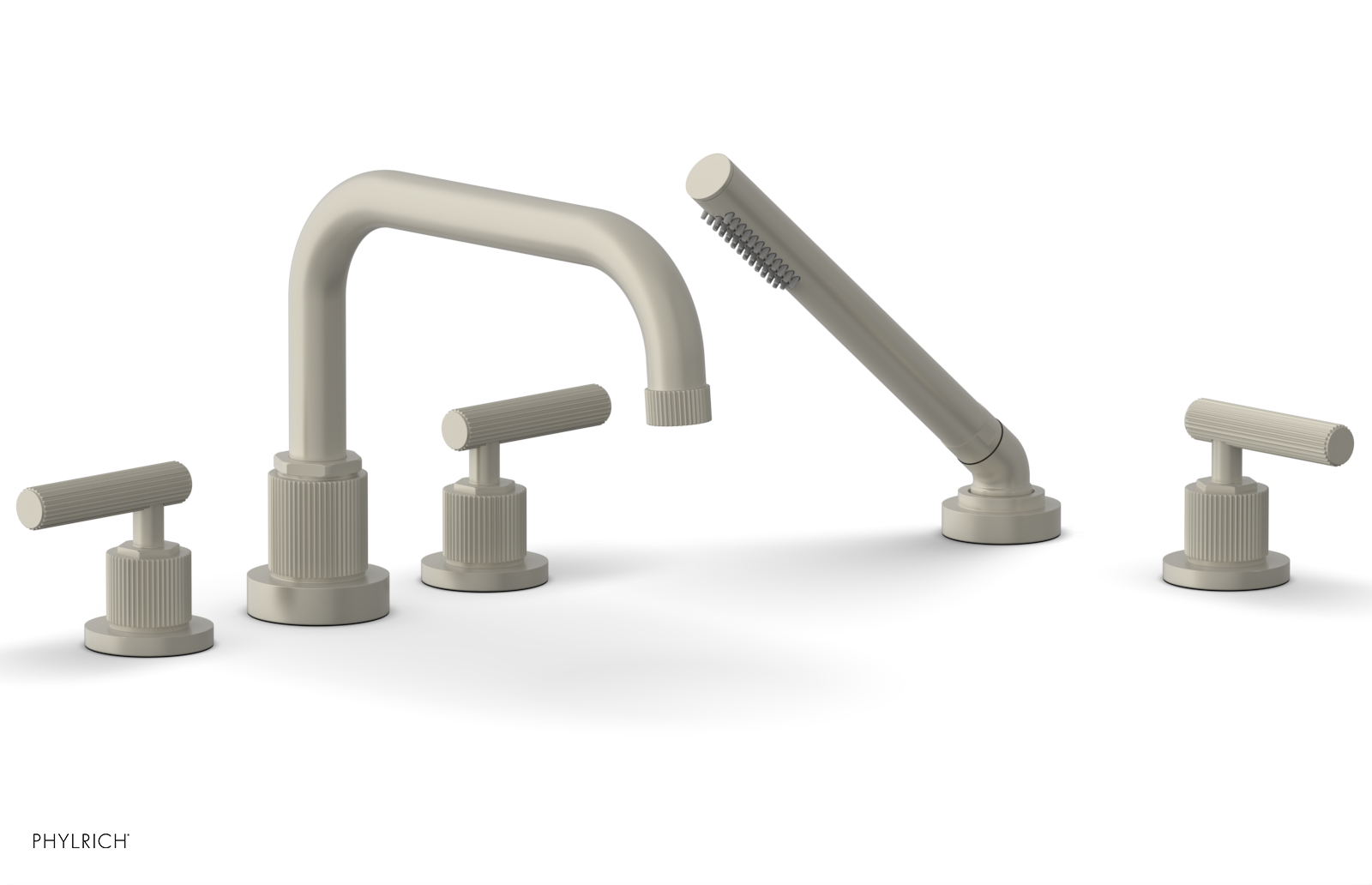 Phylrich Dustrie Grooved Deck Tub Set with Hand Shower and Lever Handles