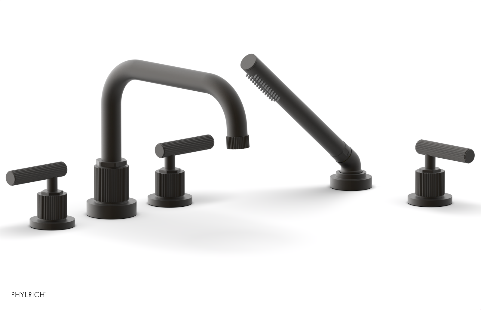 Phylrich Dustrie Grooved Deck Tub Set with Hand Shower and Lever Handles