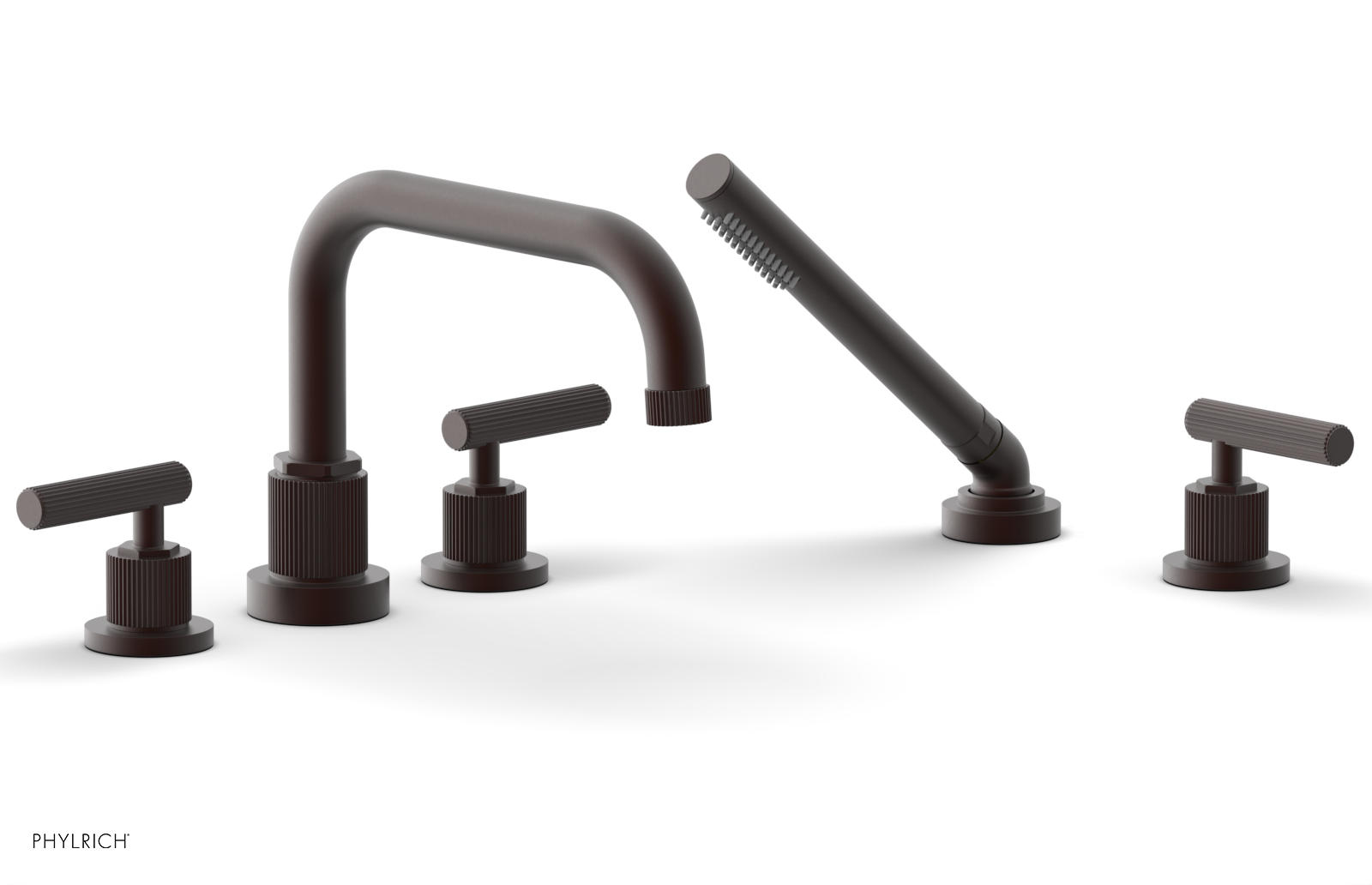 Phylrich Dustrie Grooved Deck Tub Set with Hand Shower and Lever Handles