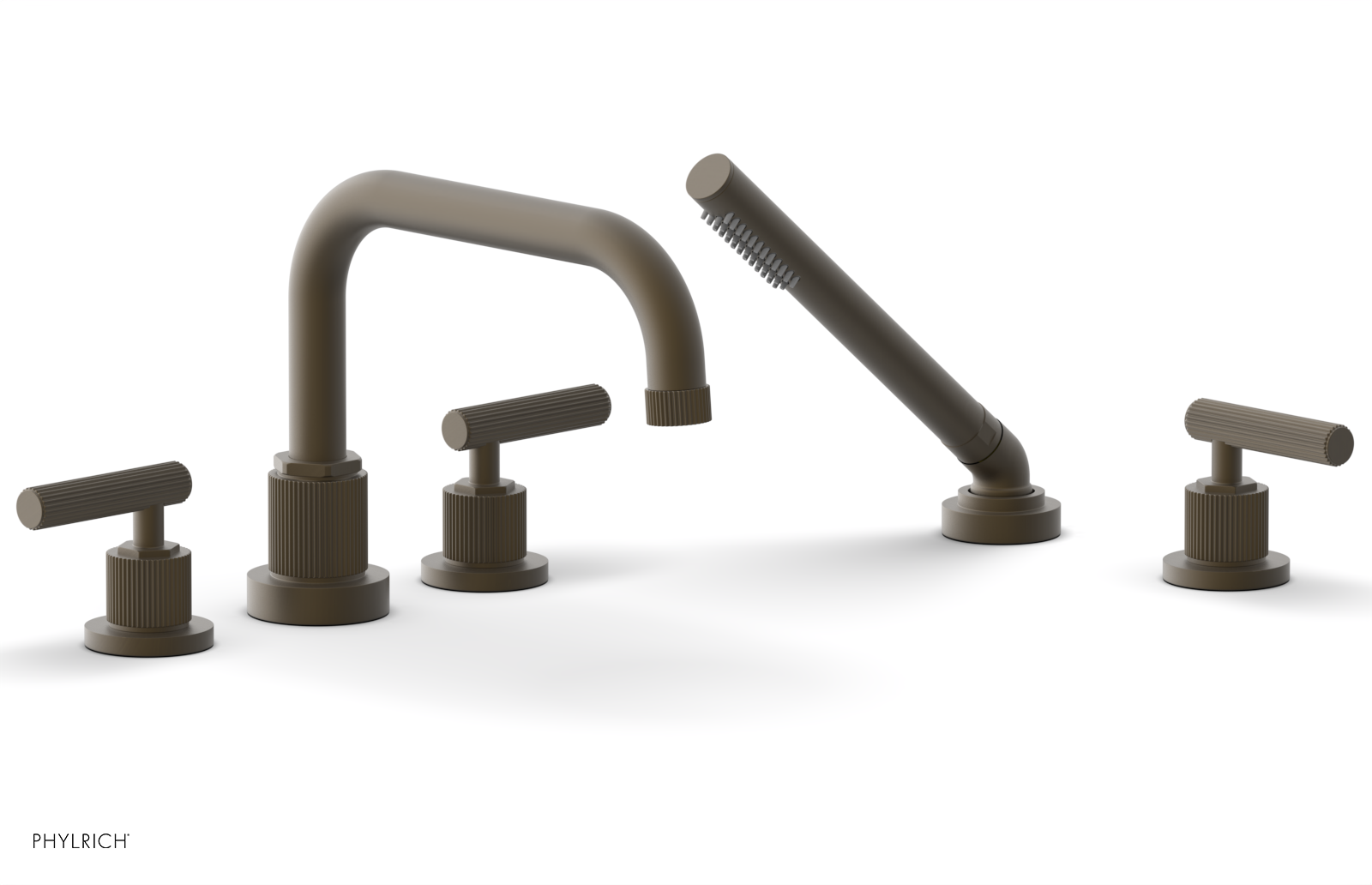Phylrich Dustrie Grooved Deck Tub Set with Hand Shower and Lever Handles