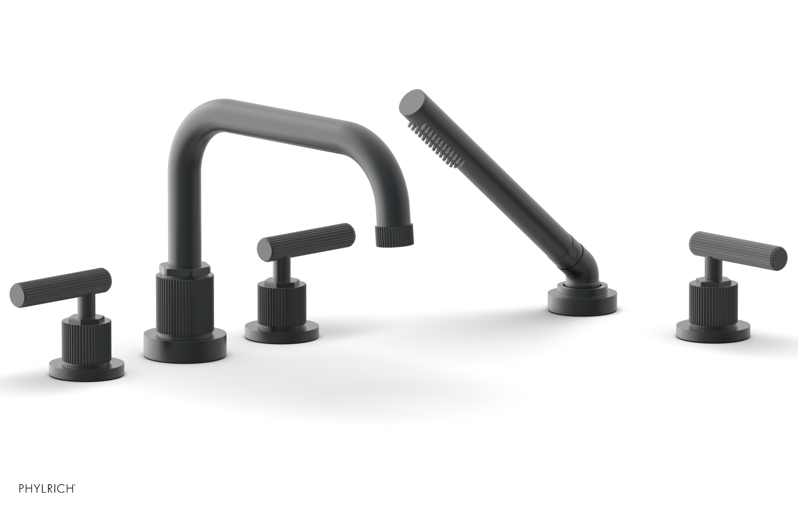 Phylrich Dustrie Grooved Deck Tub Set with Hand Shower and Lever Handles