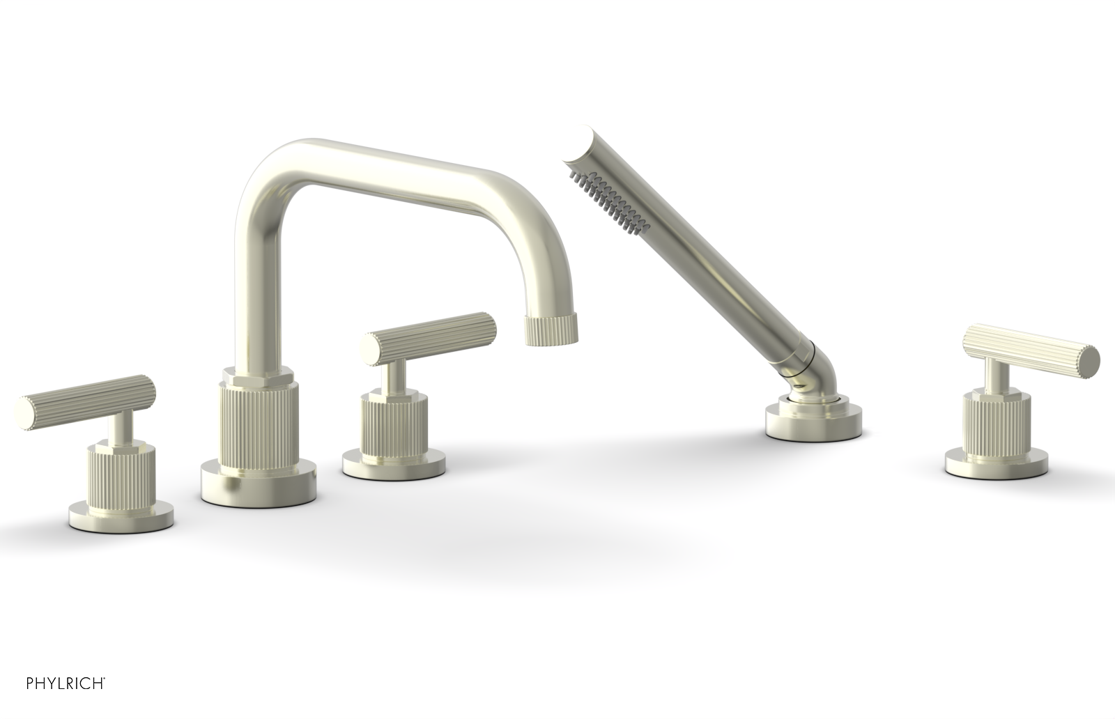 Phylrich Dustrie Grooved Deck Tub Set with Hand Shower and Lever Handles