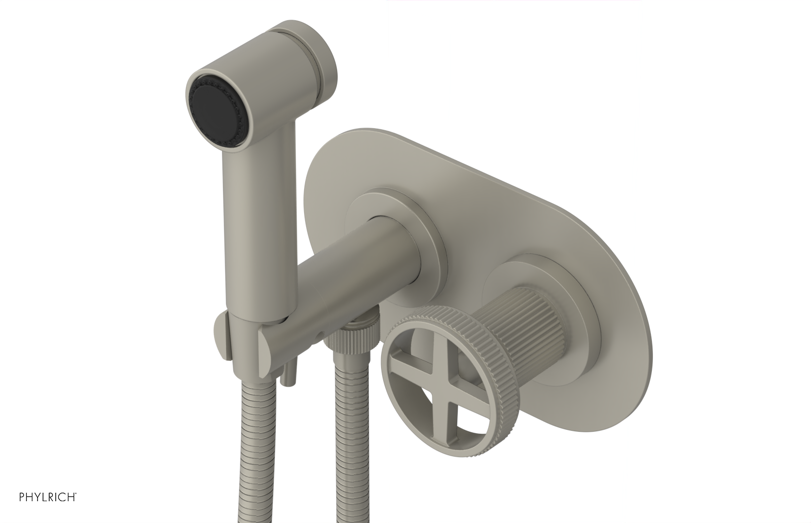 Phylrich Dustrie Grooved Wall Mounted Bidet Set with Cross Handle