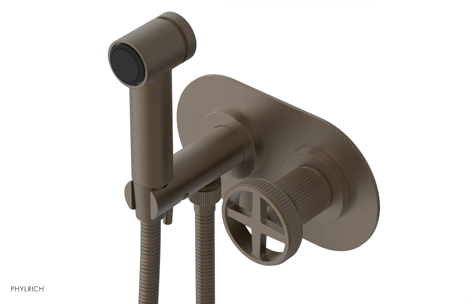 Phylrich Dustrie Grooved Wall Mounted Bidet Set with Cross Handle