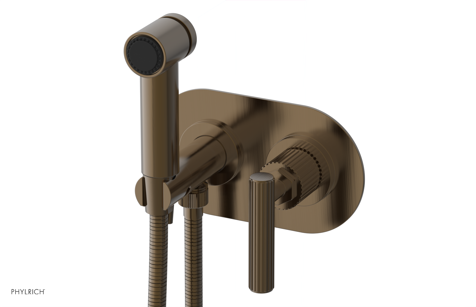 Phylrich Dustrie Grooved Wall Mounted Bidet Set with Lever Handle