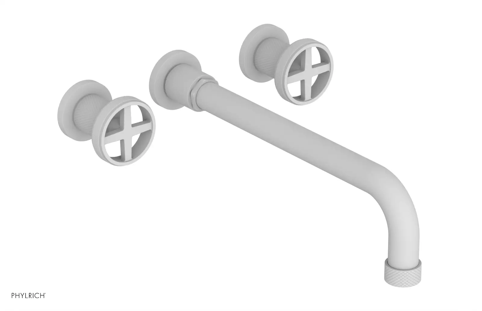 Phylrich Dustrie Knurled 12" Spout Wall Lavatory Set with Cross Handle by Phylrich