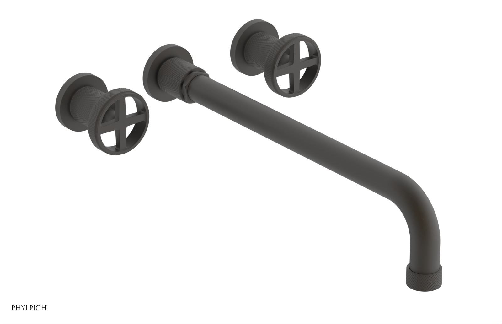 Phylrich Dustrie Knurled 14" Spout Wall Tub Set with Cross Handles