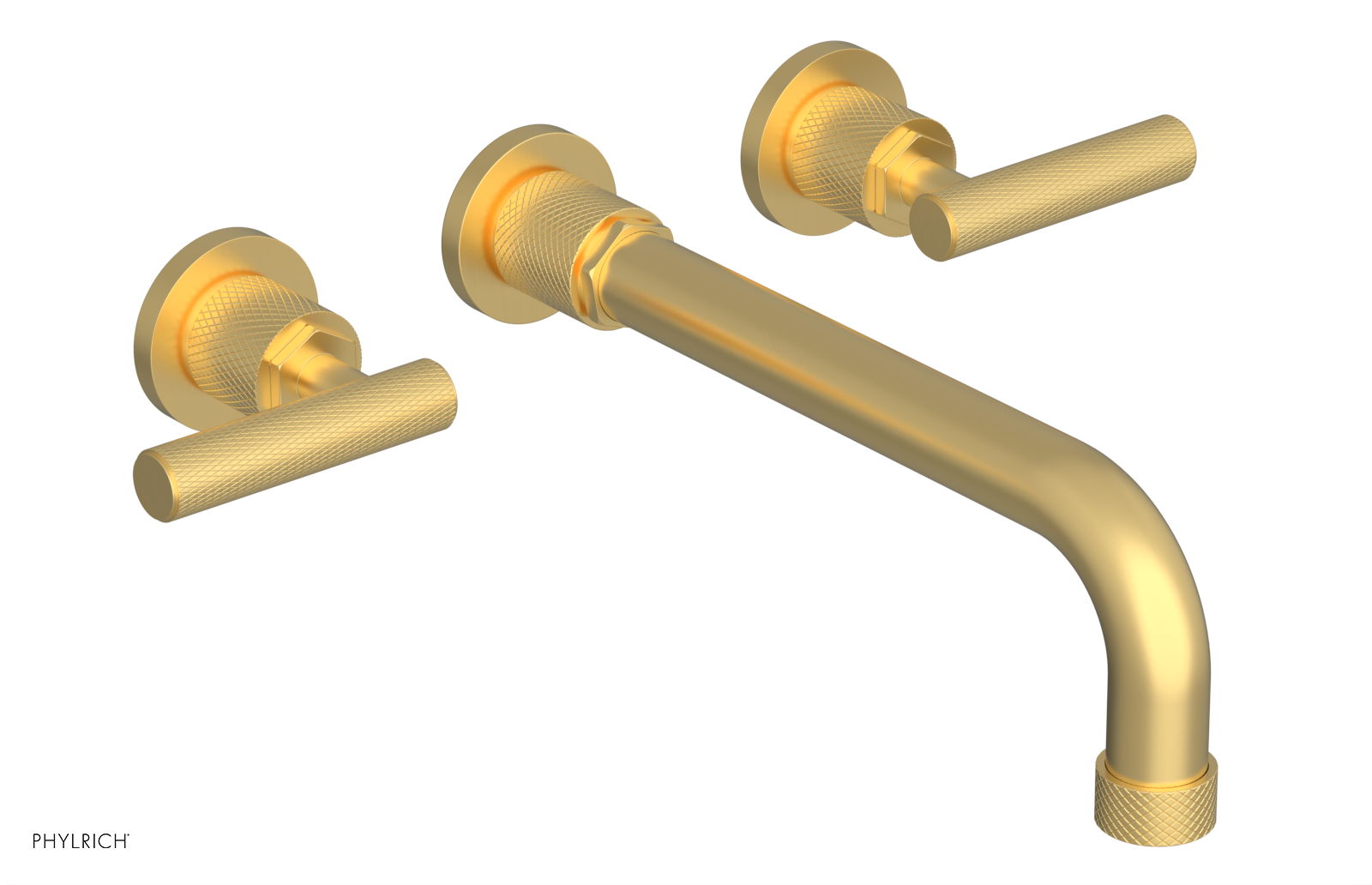 Phylrich Dustrie Knurled 10" Spout Wall Lavatory Set with Lever Handle by Phylrich