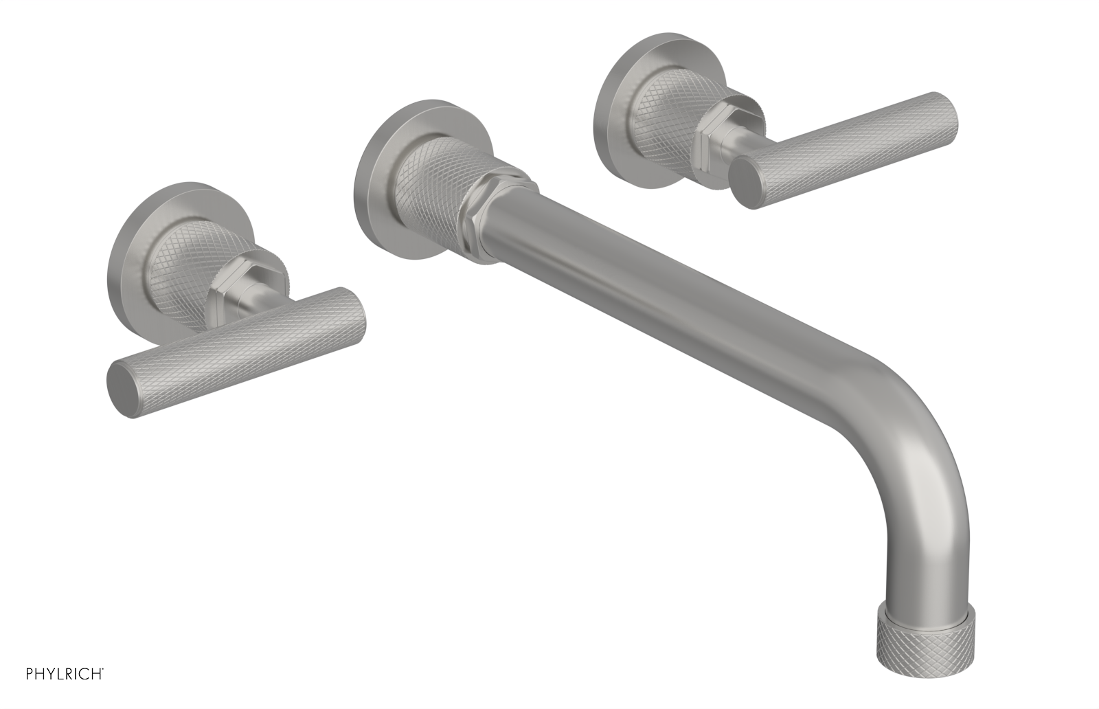 Phylrich Dustrie Knurled 10" Spout Wall Lavatory Set with Lever Handle by Phylrich