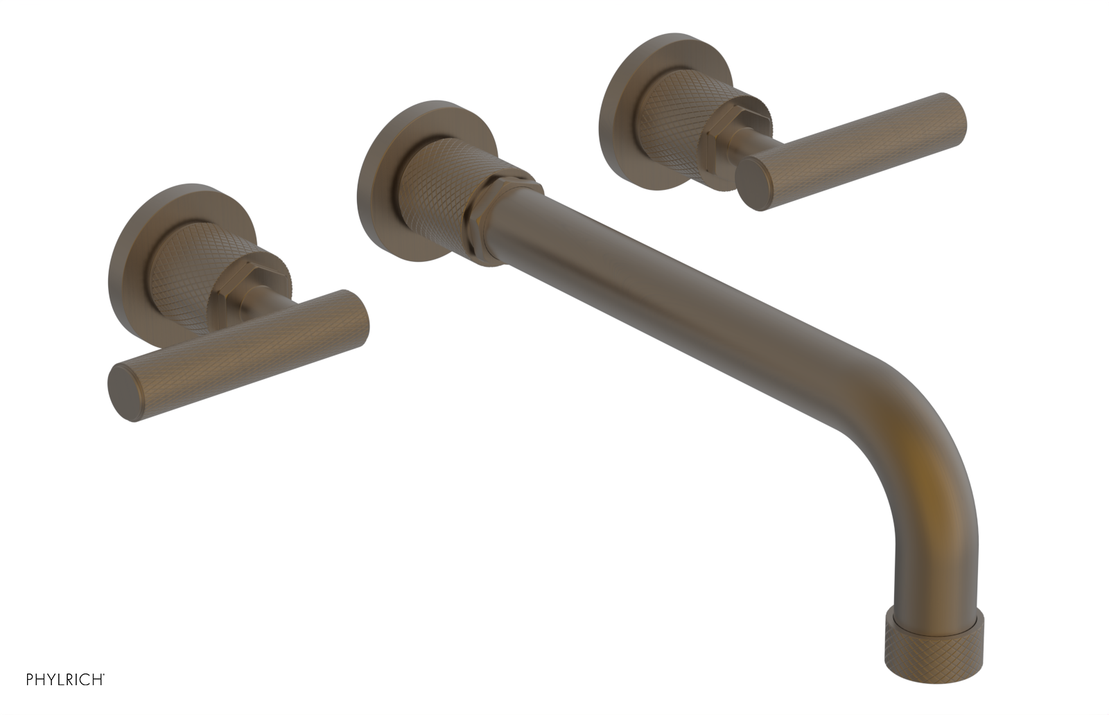 Phylrich Dustrie Knurled 10" Spout Wall Tub Set with Lever Handles