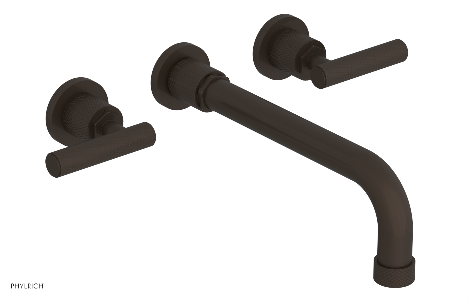 Phylrich Dustrie Knurled 10" Spout Wall Tub Set with Lever Handles