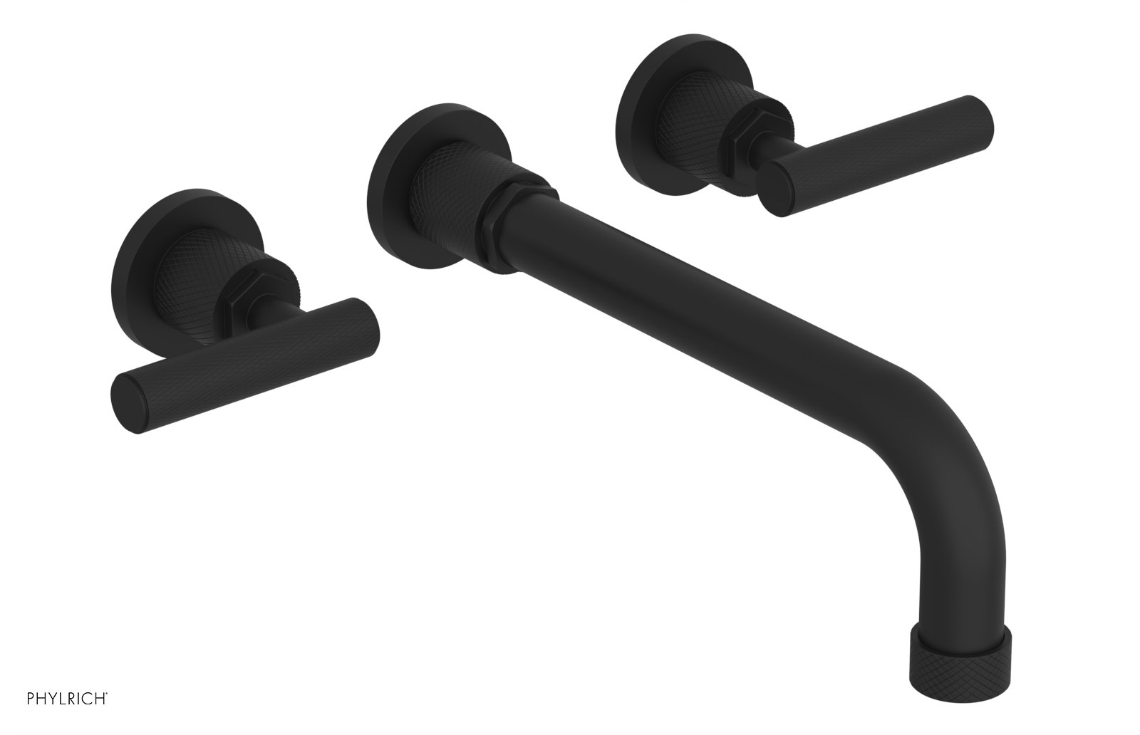 Phylrich Dustrie Knurled 10" Spout Wall Tub Set with Lever Handles