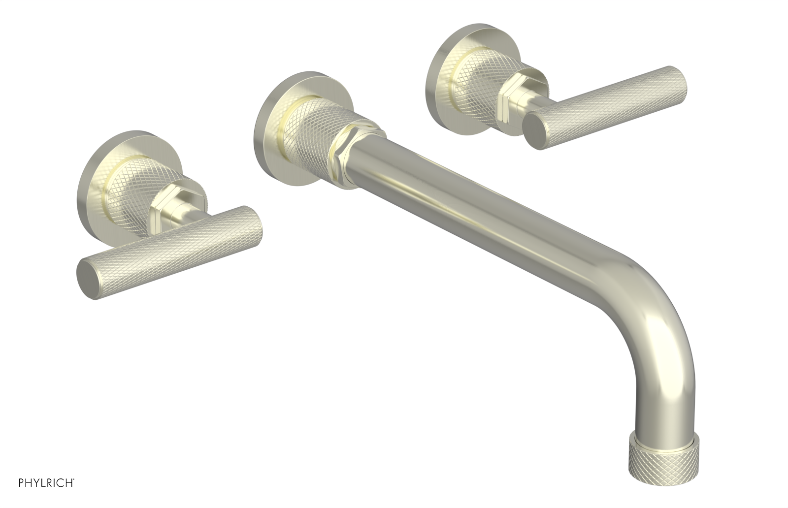 Phylrich Dustrie Knurled 10" Spout Wall Lavatory Set with Lever Handle by Phylrich