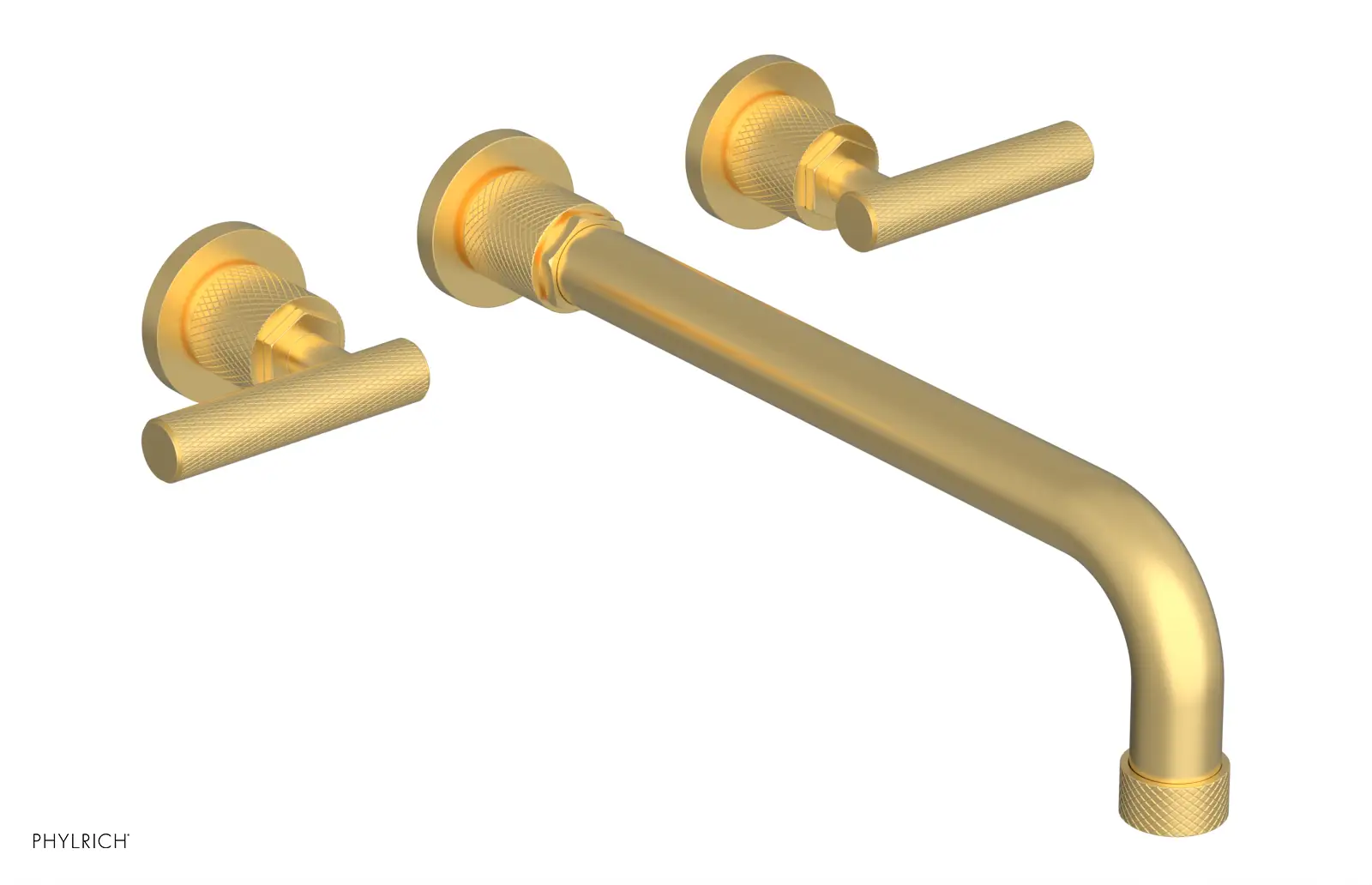 Phylrich Dustrie Knurled 12" Spout Wall Lavatory Set with Lever Handle by Phylrich