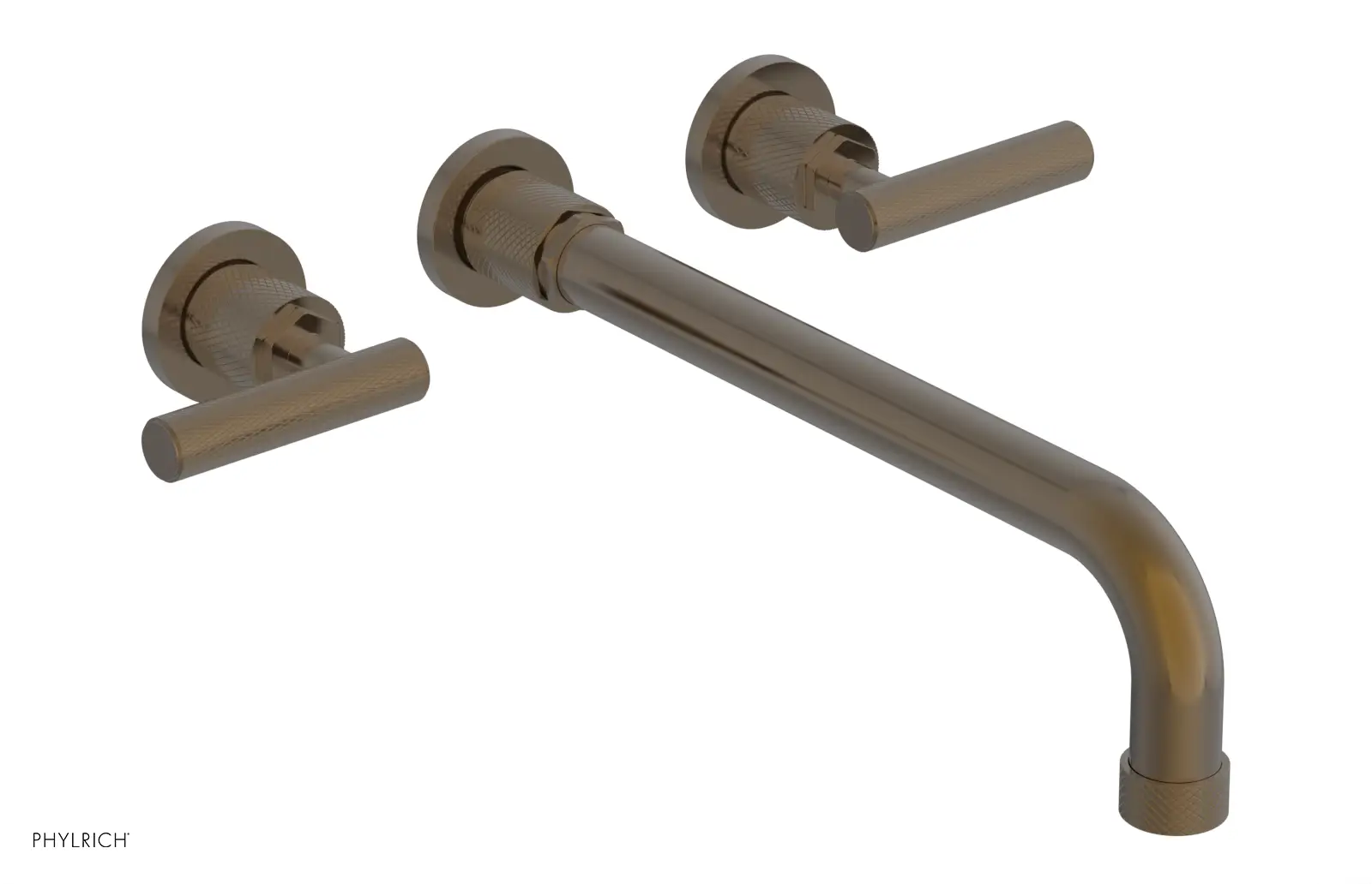 Phylrich Dustrie Knurled 12" Spout Wall Lavatory Set with Lever Handle by Phylrich