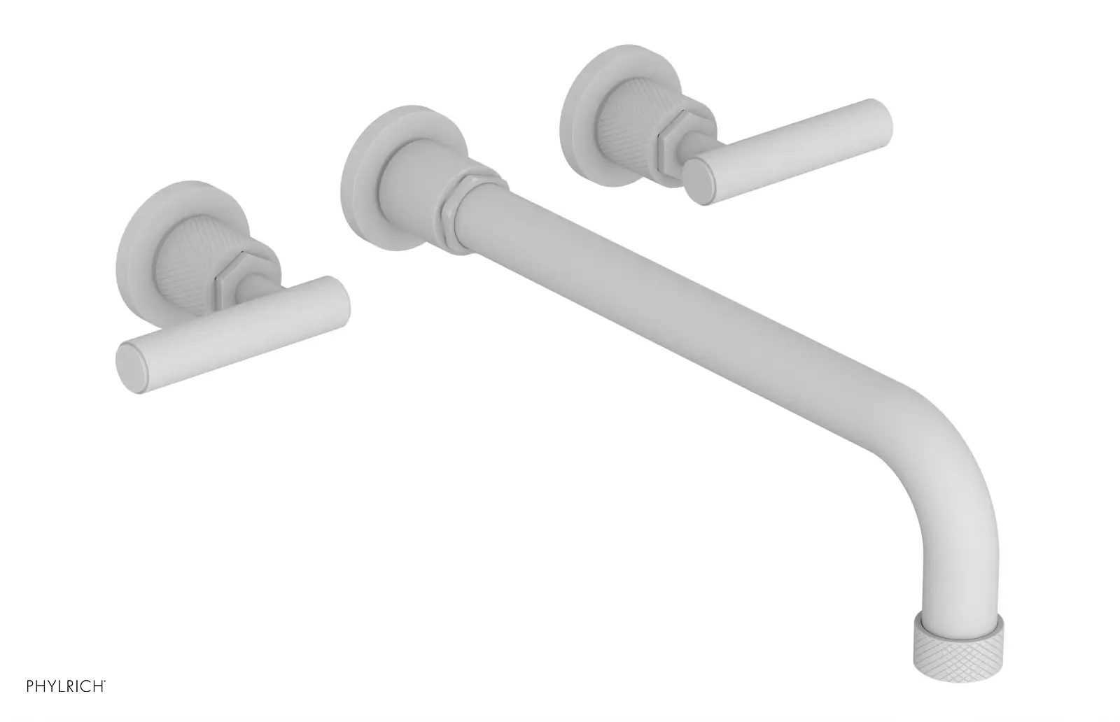 Phylrich Dustrie Knurled 12" Spout Wall Lavatory Set with Lever Handle by Phylrich