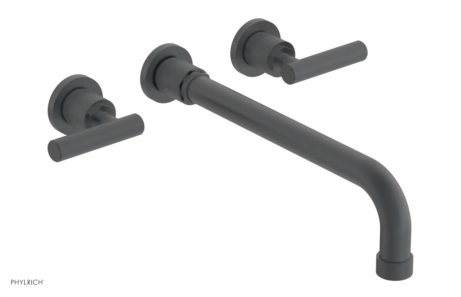 Phylrich Dustrie Knurled 12" Spout Wall Lavatory Set with Lever Handle by Phylrich