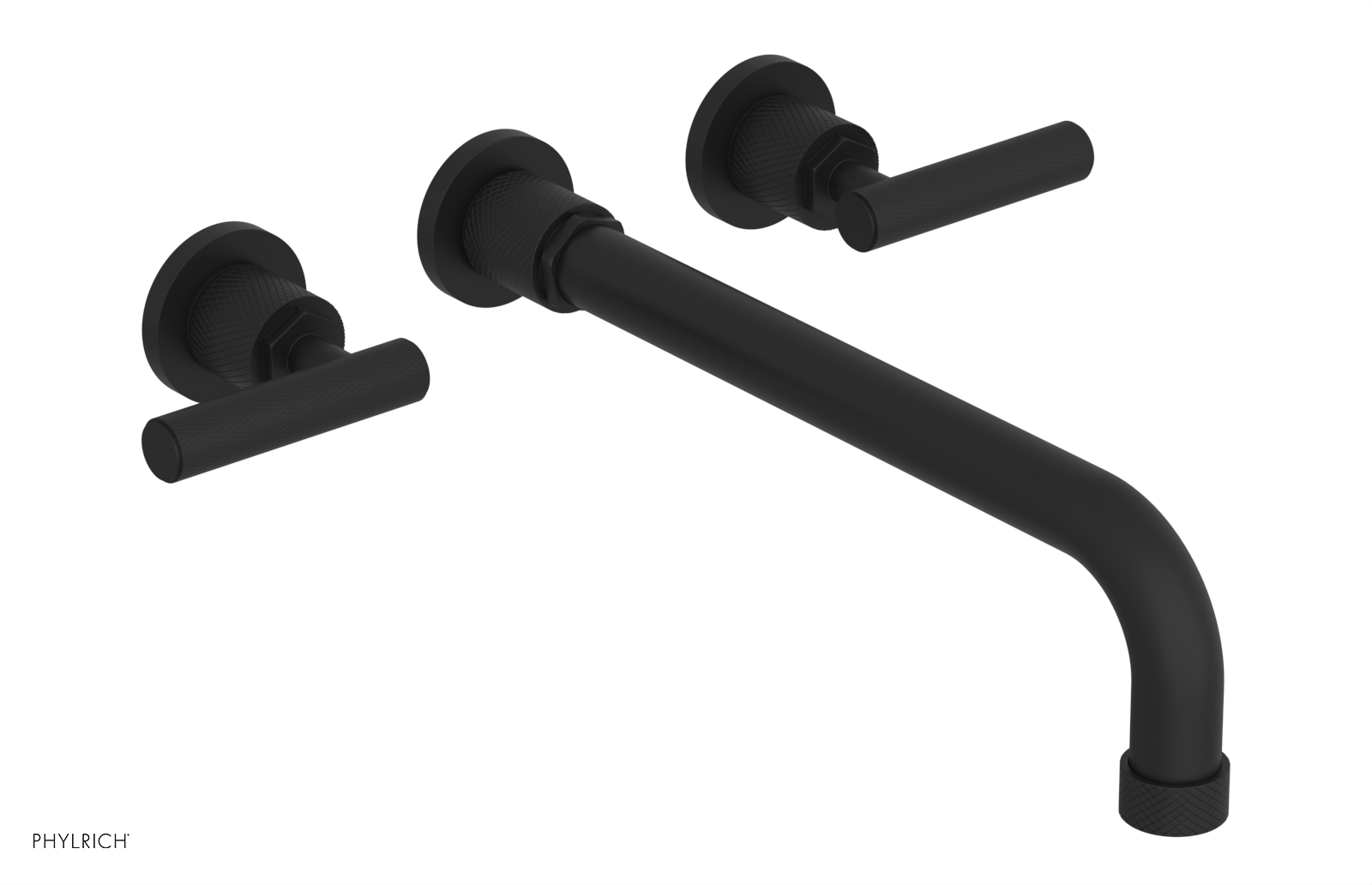 Phylrich Dustrie Knurled 12" Spout Wall Lavatory Set with Lever Handle by Phylrich