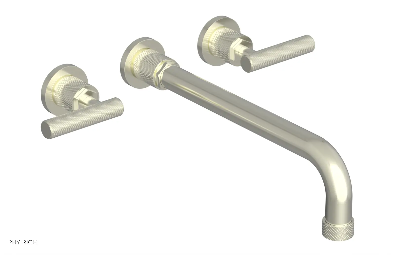 Phylrich Dustrie Knurled 12" Spout Wall Lavatory Set with Lever Handle by Phylrich