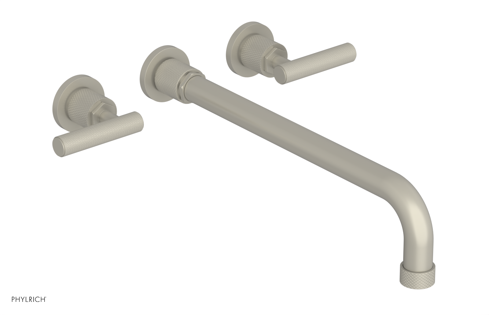 Phylrich Dustrie Knurled 14" Spout Wall Tub Set with Lever Handles