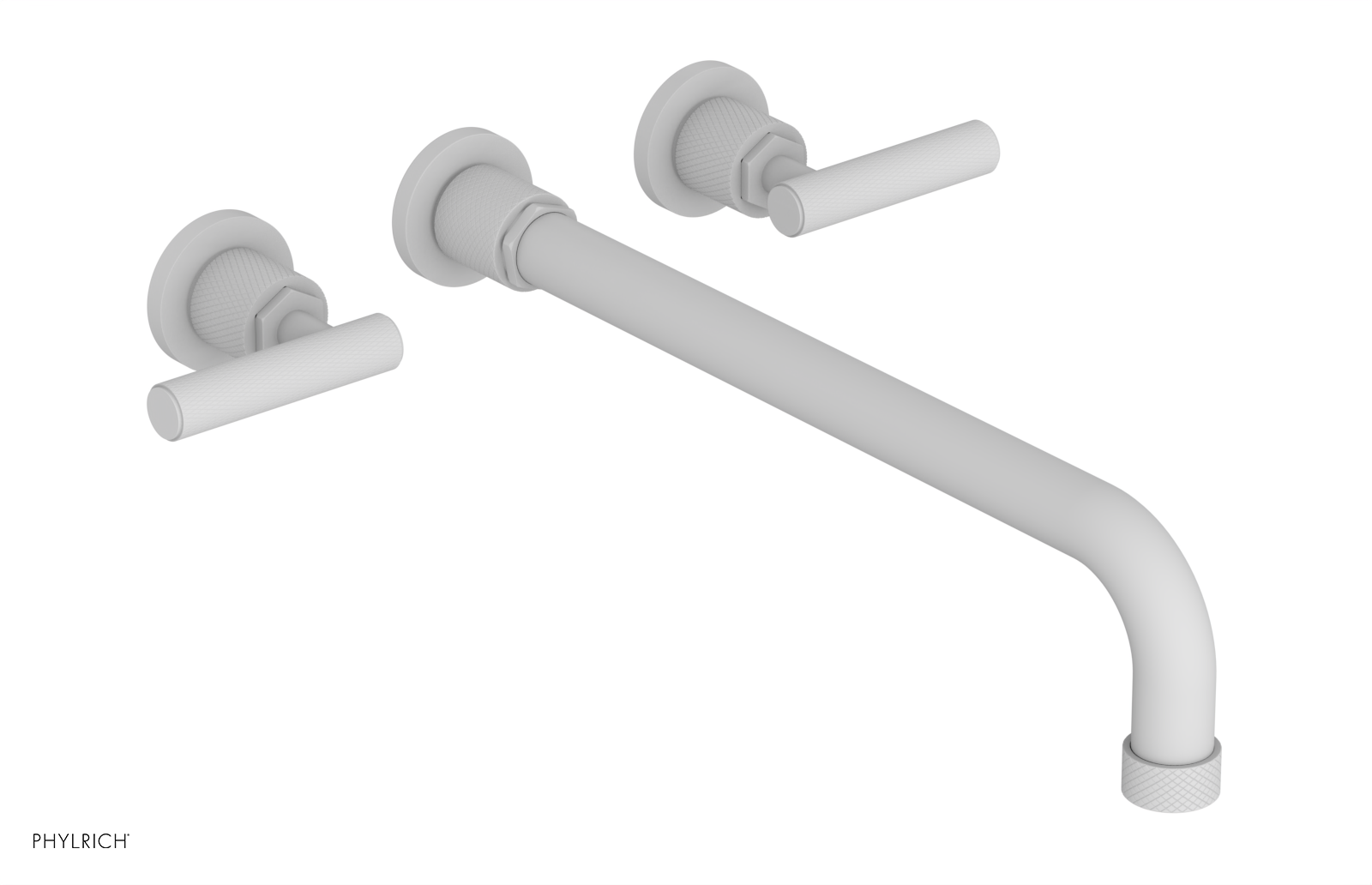 Phylrich Dustrie Knurled 14" Spout Wall Lavatory Set with Lever Handle