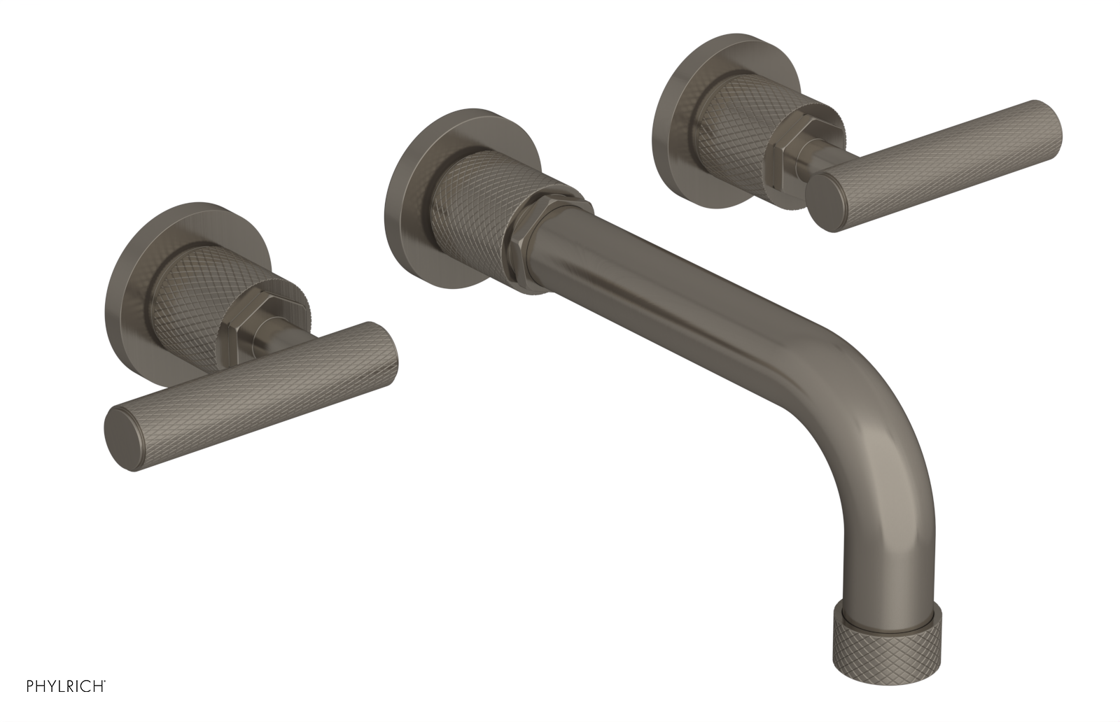 Phylrich Dustrie Knurled 7 5/8" Spout Wall Tub Set with Lever Handles