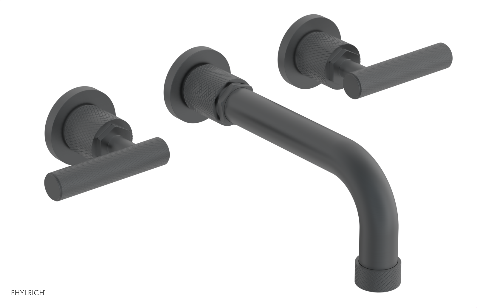 Phylrich Dustrie Knurled 7 5/8" Spout Wall Tub Set with Lever Handles
