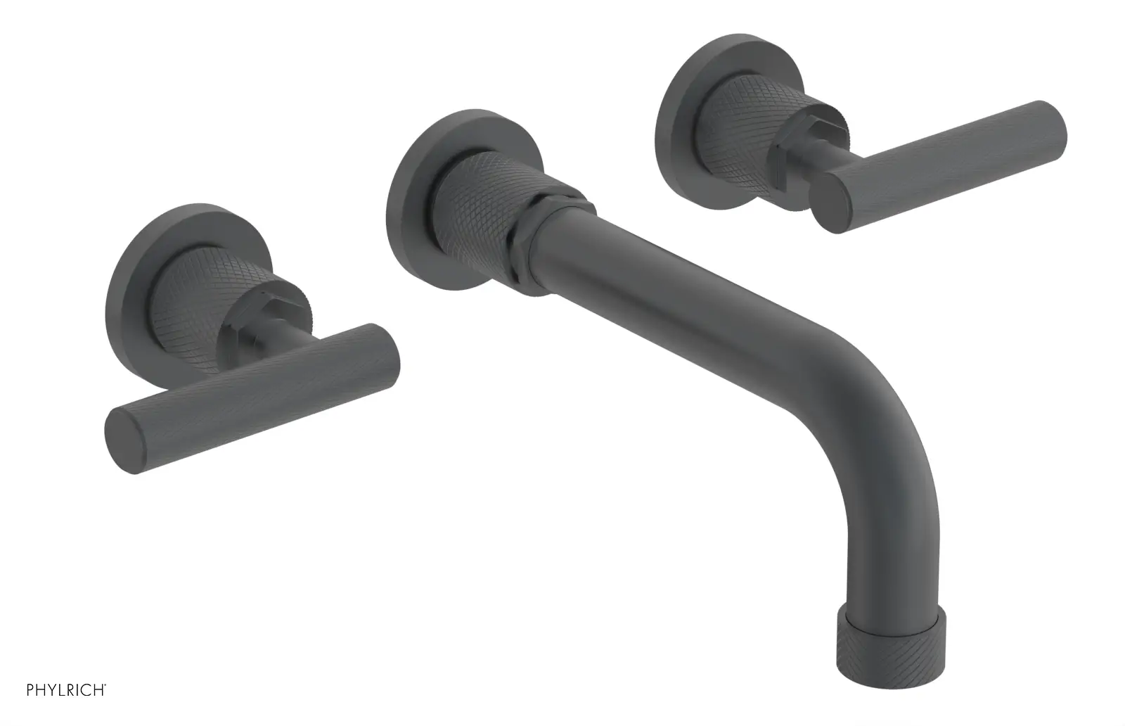 Phylrich Dustrie Knurled 7 5/8" Spout Wall Lavatory Set with Lever Handle by Phylrich