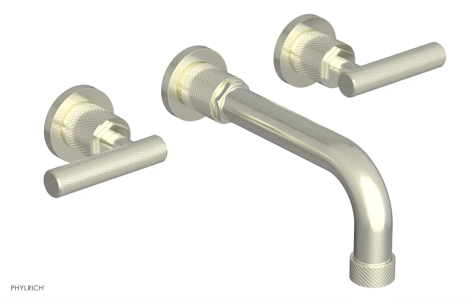 Phylrich Dustrie Knurled 7 5/8" Spout Wall Lavatory Set with Lever Handle by Phylrich