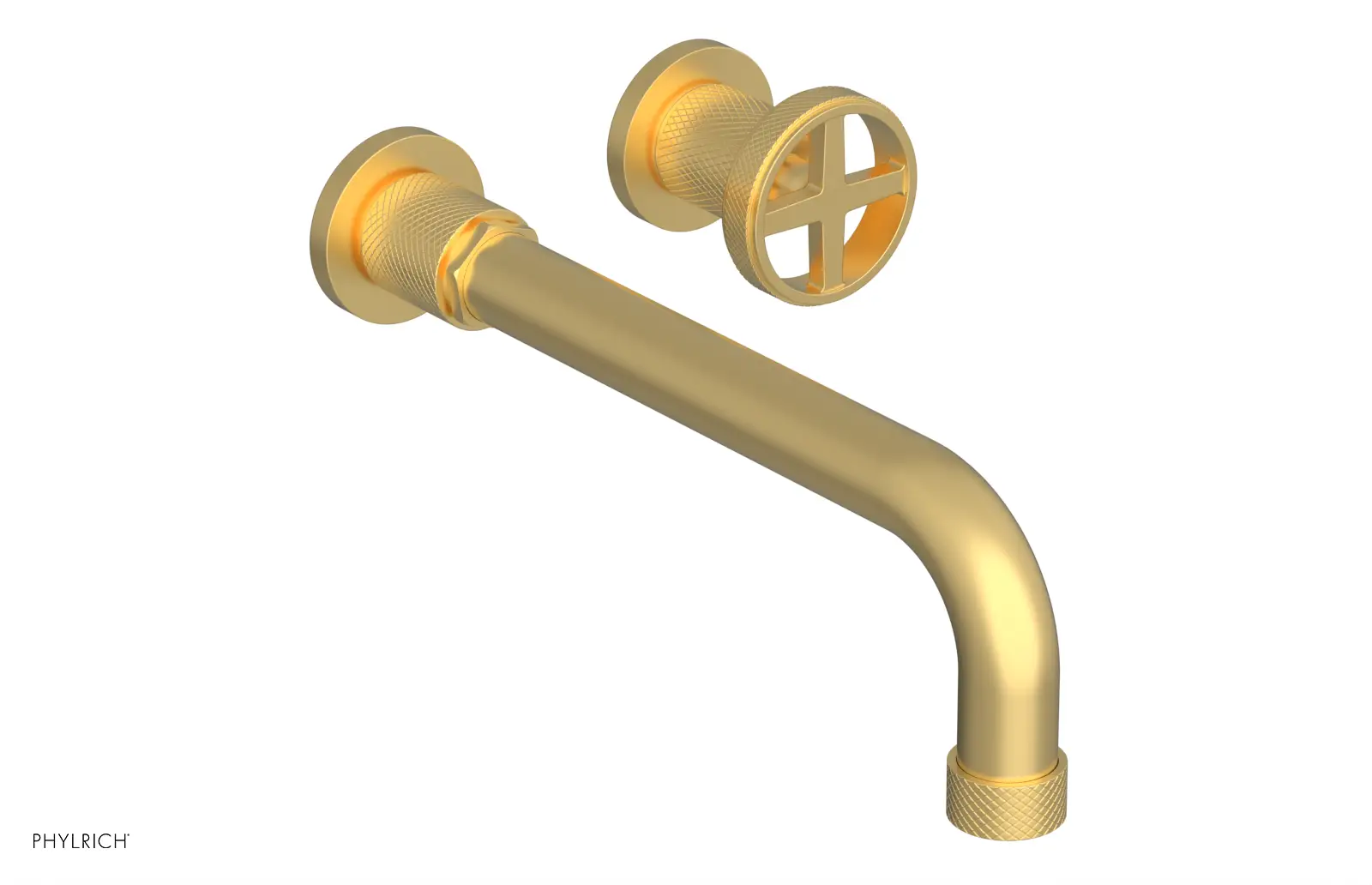 Phylrich Dustrie Knurled 10" Spout Single Handle Wall Lavatory Set by Phylrich