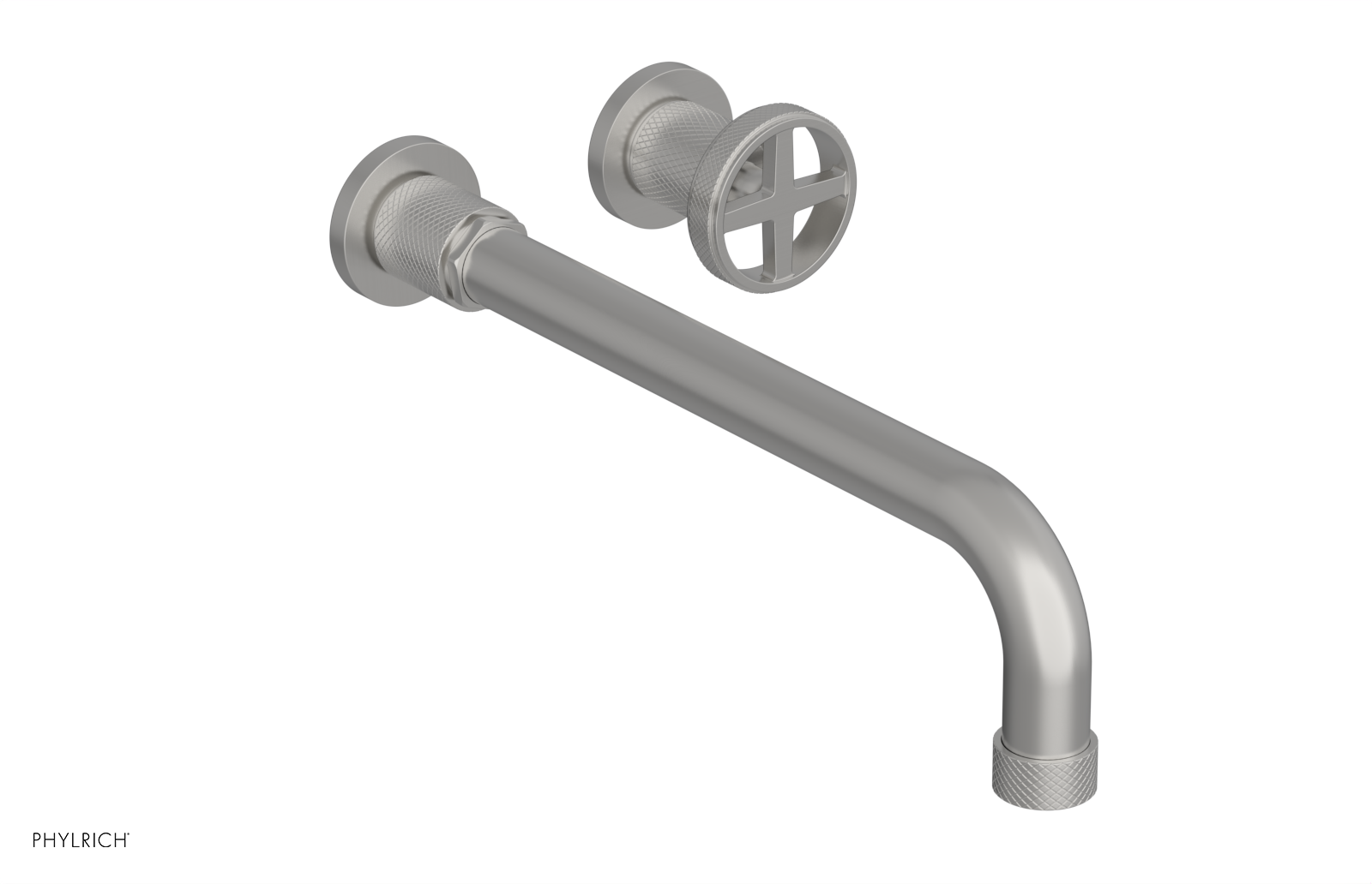 Phylrich Dustrie Knurled 12" Spout Single Handle Wall Lavatory Set