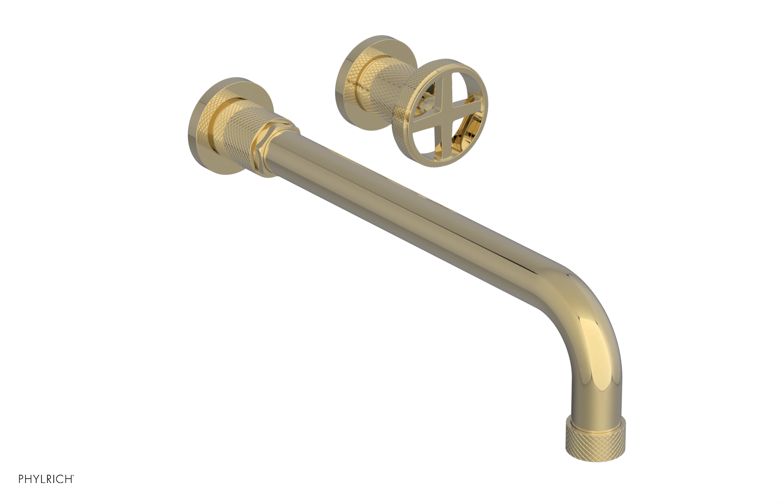 Phylrich Dustrie Knurled 12" Spout Single Handle Wall Lavatory Set