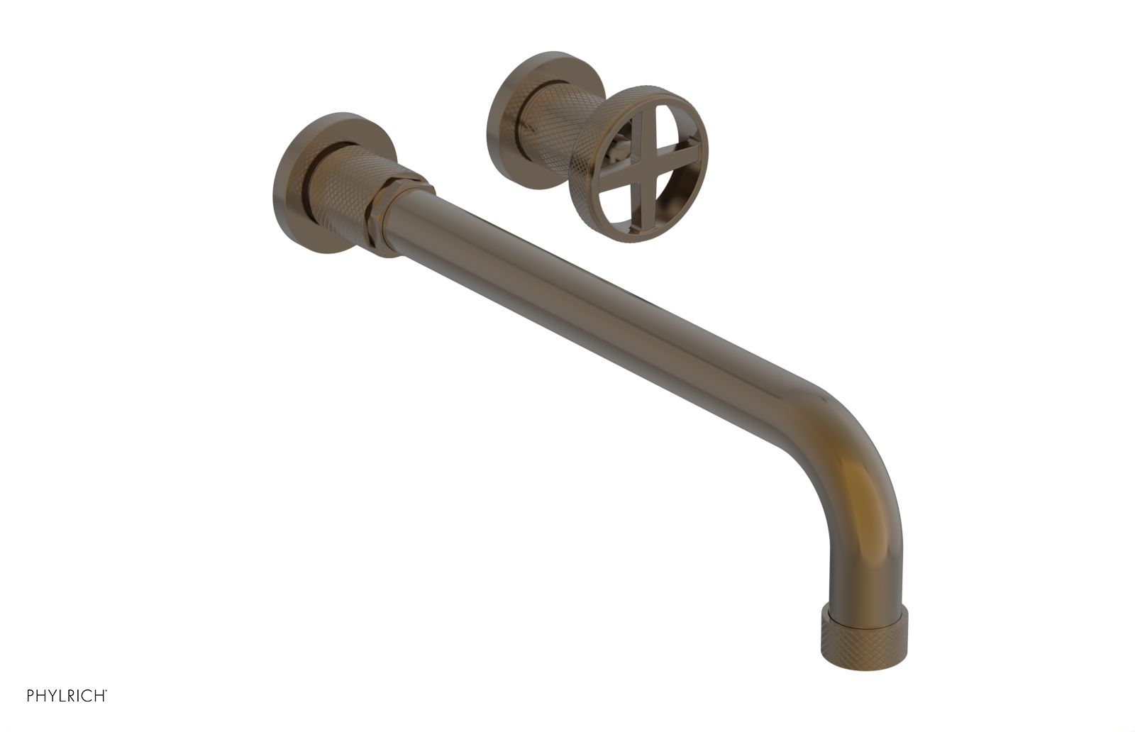 Phylrich Dustrie Knurled 12" Spout Single Handle Wall Lavatory Set