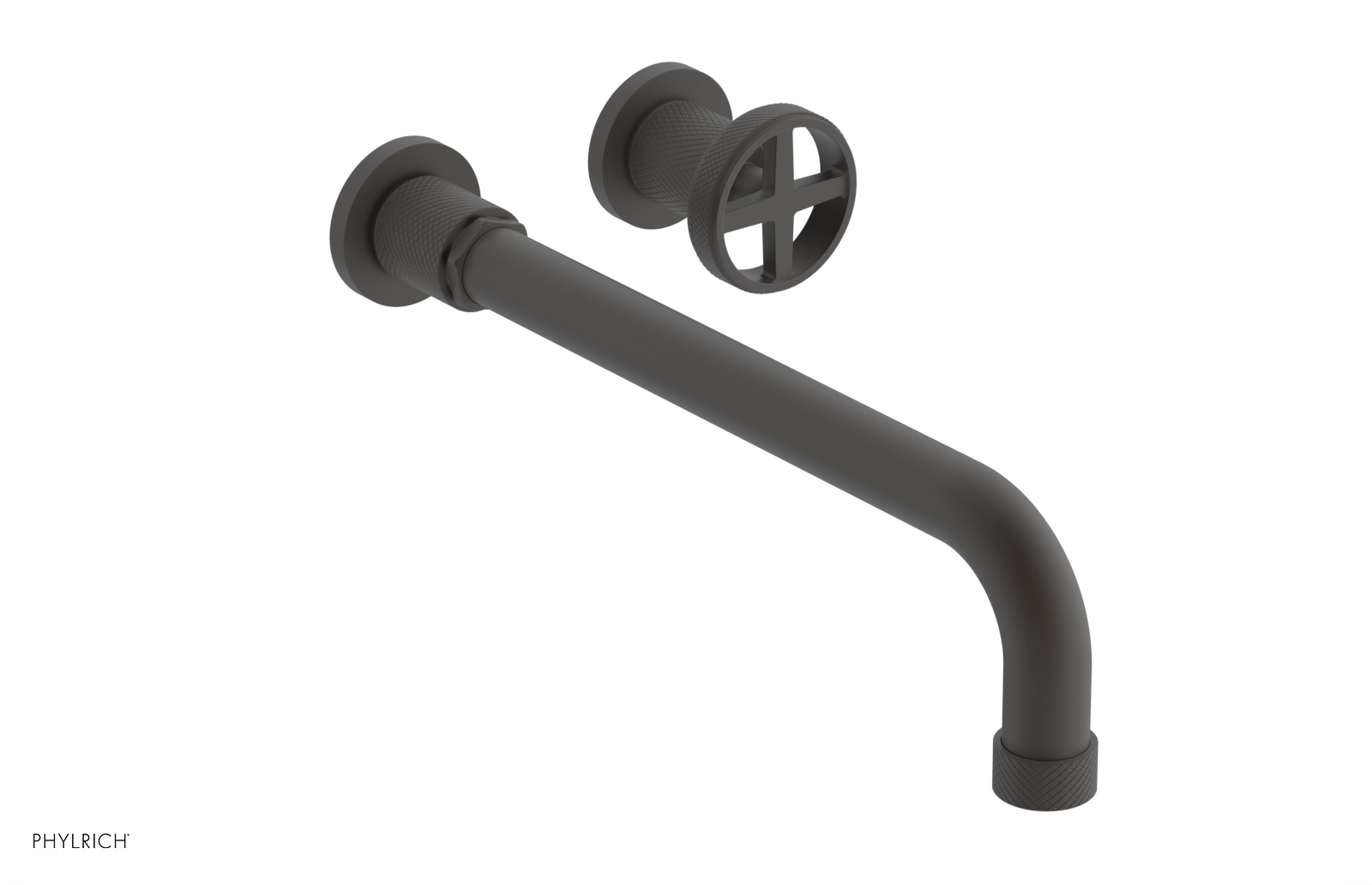 Phylrich Dustrie Knurled 12" Spout Single Handle Wall Lavatory Set