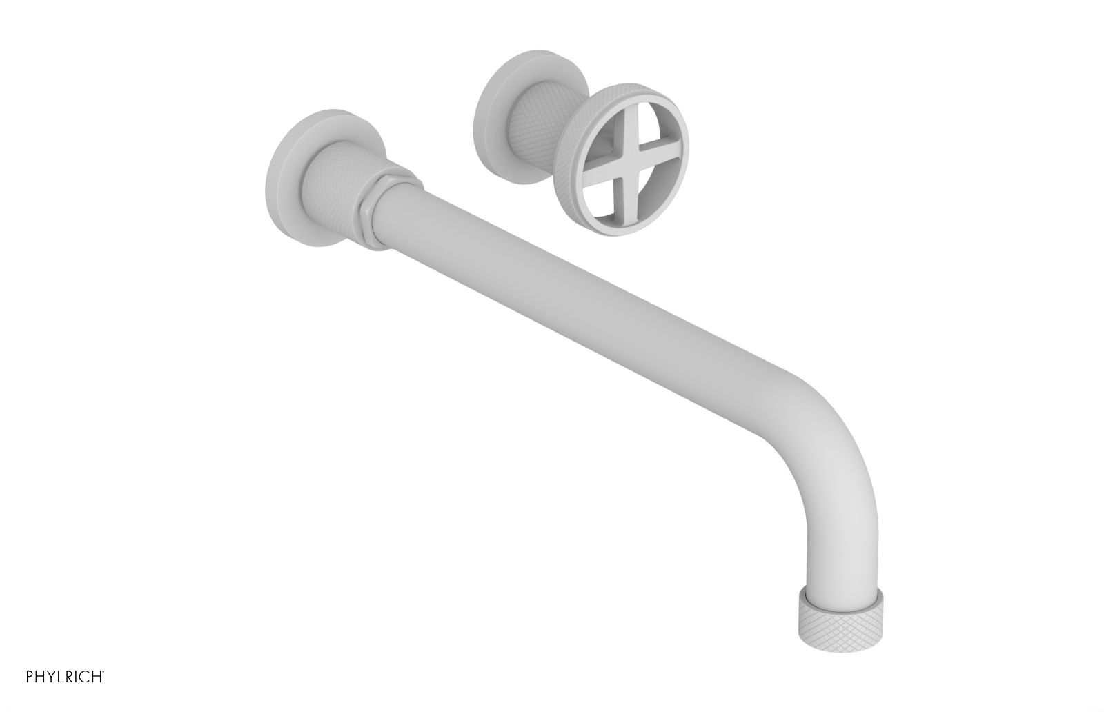 Phylrich Dustrie Knurled 12" Spout Single Handle Wall Lavatory Set