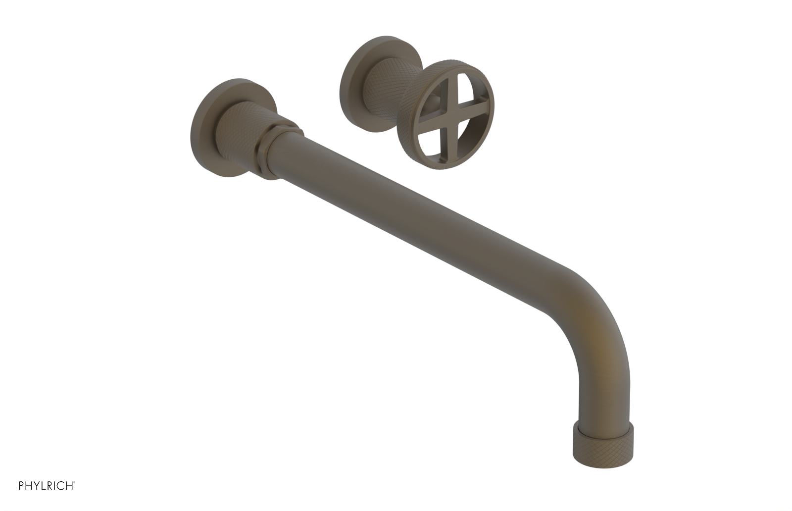 Phylrich Dustrie Knurled 12" Spout Single Handle Wall Lavatory Set